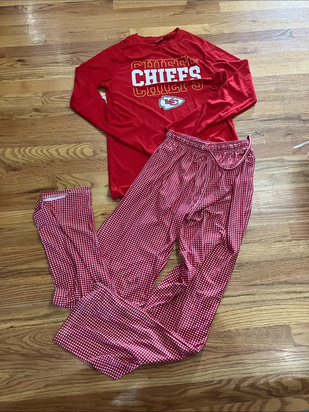 NFL Kansas City Chiefs Red Long-Sleeve Pajama Set Sz XS EUC